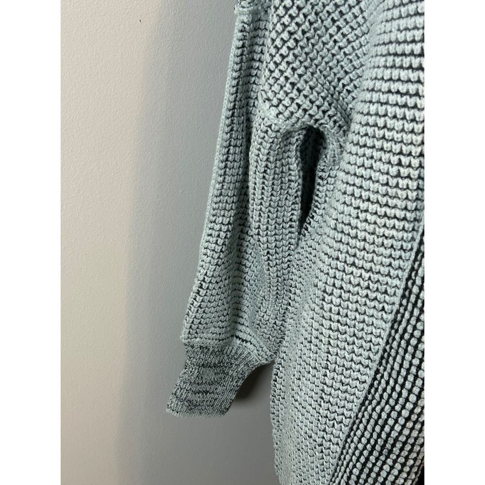 Womens Light Blue/Navy Waffle Knit Longline Cardigan Sweater Size Large - Picture 4 of 5